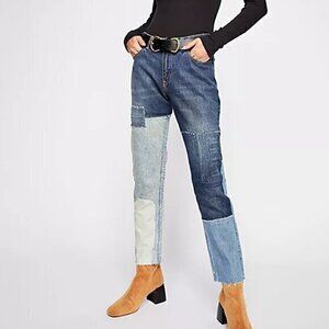 Scotch & Soda Bandit Boyfriend Jeans 27/32 Blue Patchwork 100% Cotton